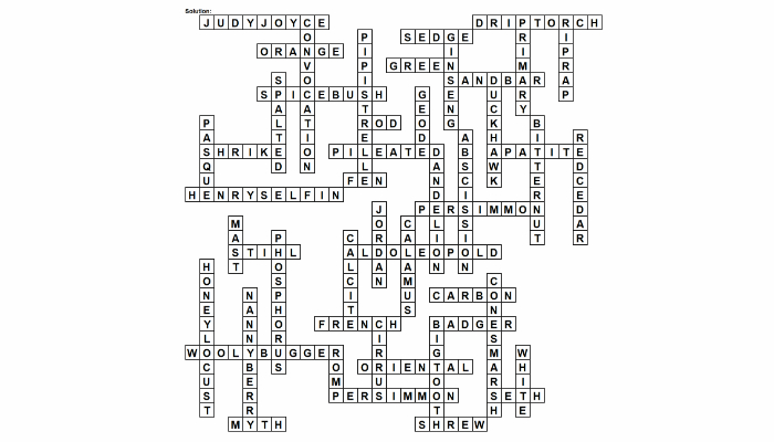 Answers to Holiday Conservation Crossword Puzzle